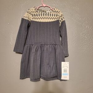 Rare Editions Stylish Comfy Casual Girls Dress - Gray/Cream NWT 3T/3